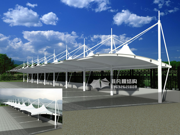 TC012 membrane structure parking shed hanging cap type