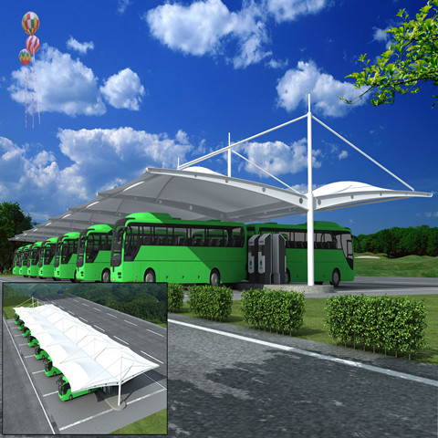 TC021 bus parking garage with membrane structure