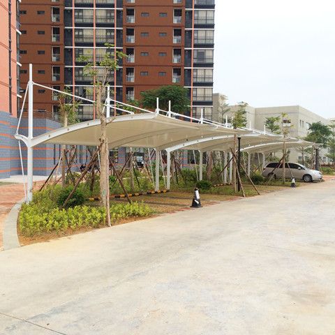 TC026 cable-stayed parking garage with membrane structure